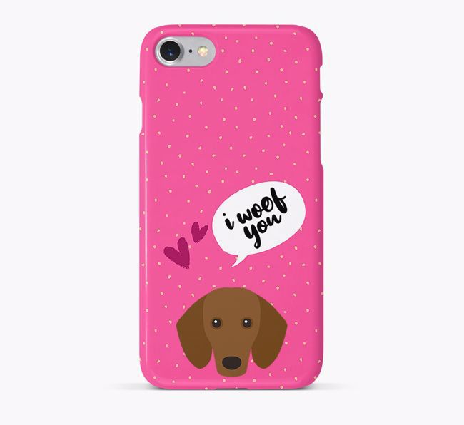 'I Woof You!' Pattern Phone Case with {breedFullName} Icon