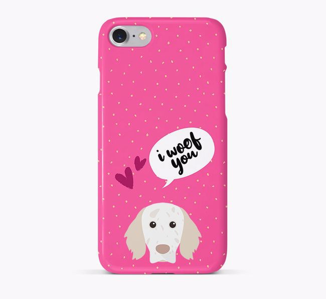 'I Woof You!' Pattern Phone Case with {breedFullName} Icon