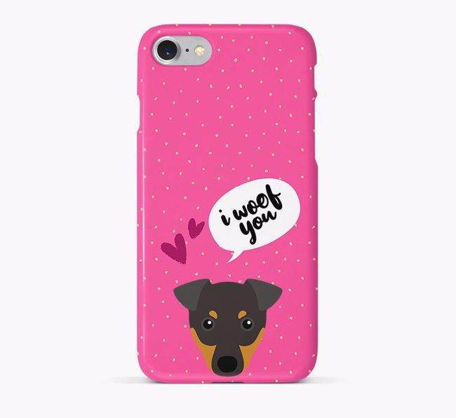 'I Woof You!' Pattern Phone Case with {breedFullName} Icon