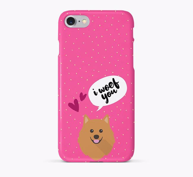 'I Woof You!' Pattern Phone Case with {breedFullName} Icon