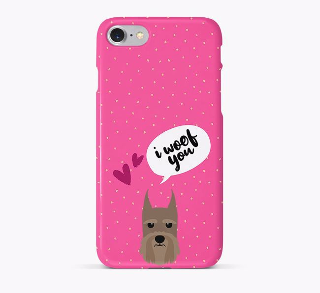 'I Woof You!' Pattern Phone Case with {breedFullName} Icon