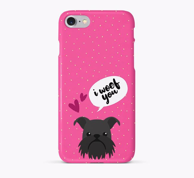 'I Woof You!' Pattern Phone Case with {breedFullName} Icon