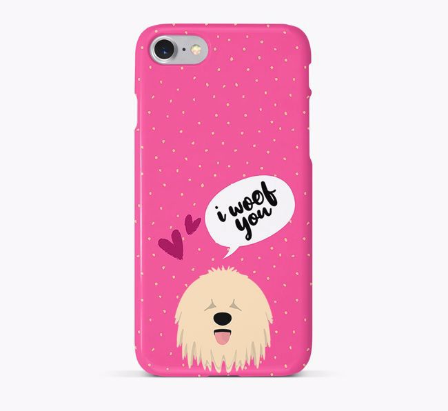 'I Woof You!' Pattern Phone Case with {breedFullName} Icon