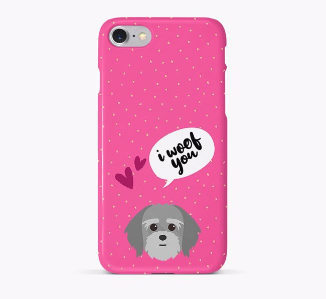 'I Woof You!' Pattern Phone Case with {breedFullName} Icon