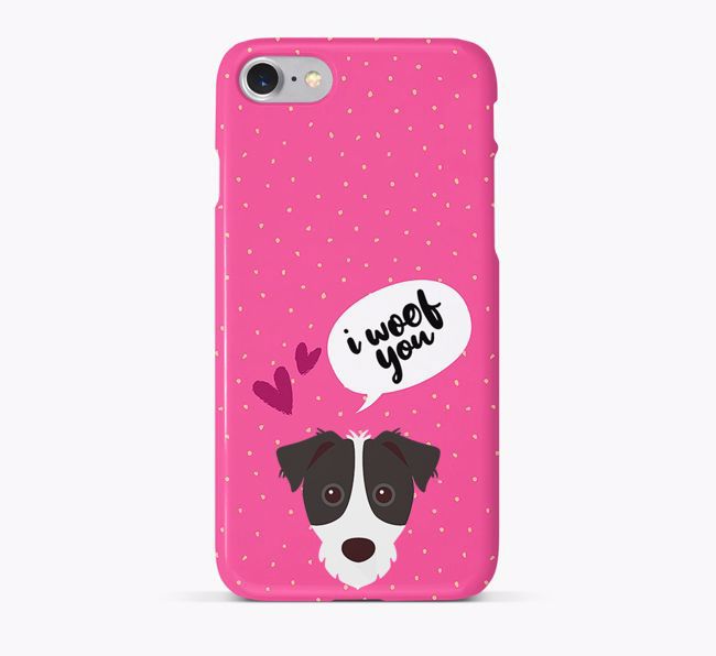 'I Woof You!' Pattern Phone Case with {breedFullName} Icon