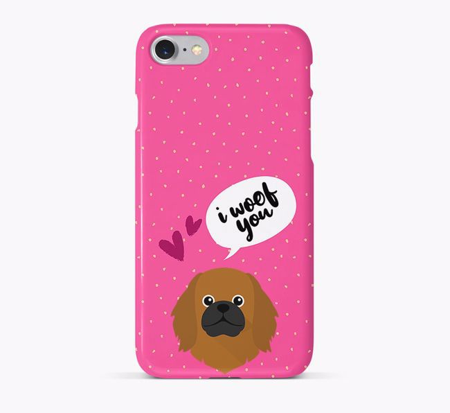 'I Woof You!' Pattern Phone Case with {breedFullName} Icon