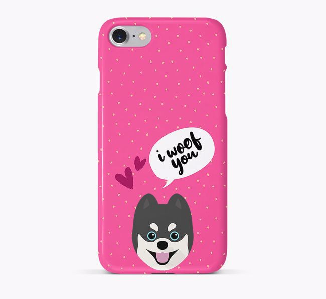 'I Woof You!' Pattern Phone Case with {breedFullName} Icon