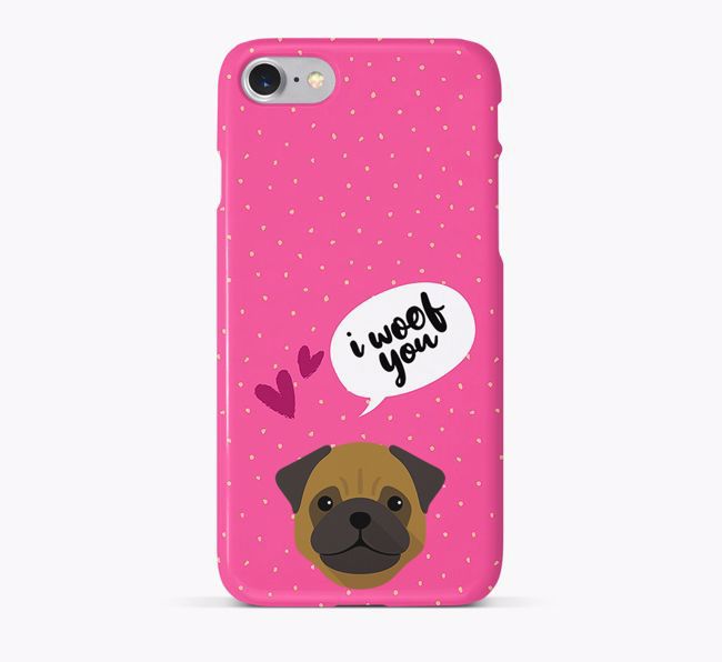 'I Woof You!' Pattern Phone Case with {breedFullName} Icon