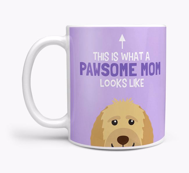 Pawsome Dog Mom Mug with {breedFullName} Icon