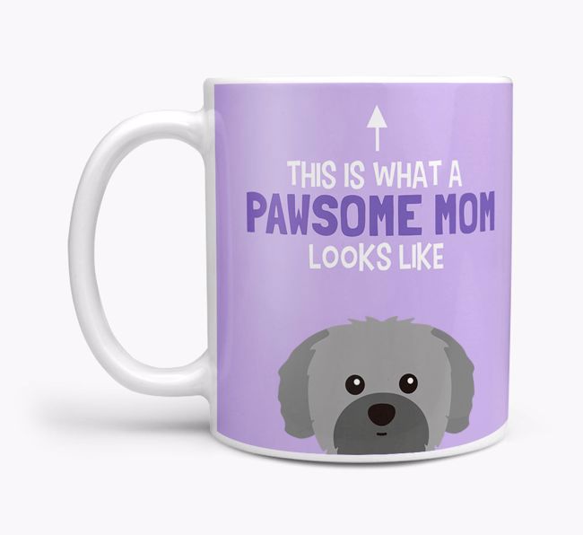 Pawsome Dog Mom Mug with {breedFullName} Icon