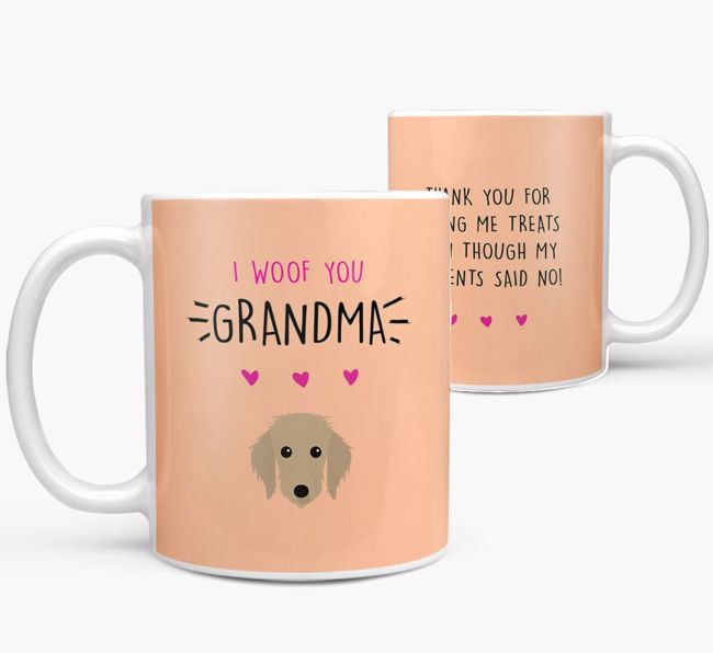 'I Woof You Grandma' Mug with {breedFullName} Icon