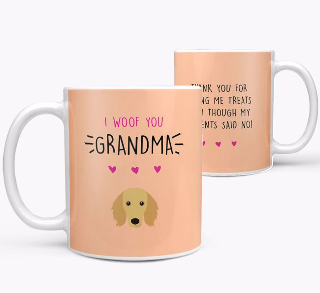 'I Woof You Grandma' Mug with {breedFullName} Icon