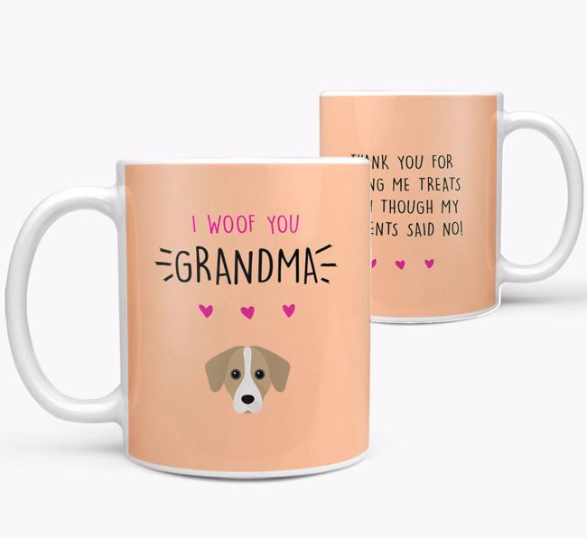 'I Woof You Grandma' Mug with {breedFullName} Icon