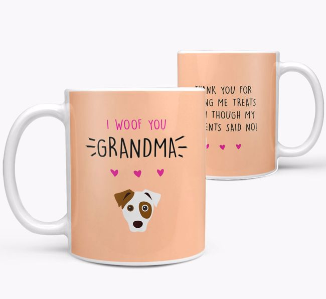 'I Woof You Grandma' Mug with {breedFullName} Icon