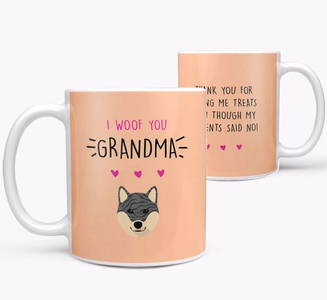 'I Woof You Grandma' Mug with {breedFullName} Icon