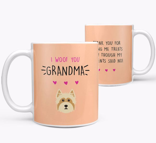 'I Woof You Grandma' Mug with {breedFullName} Icon