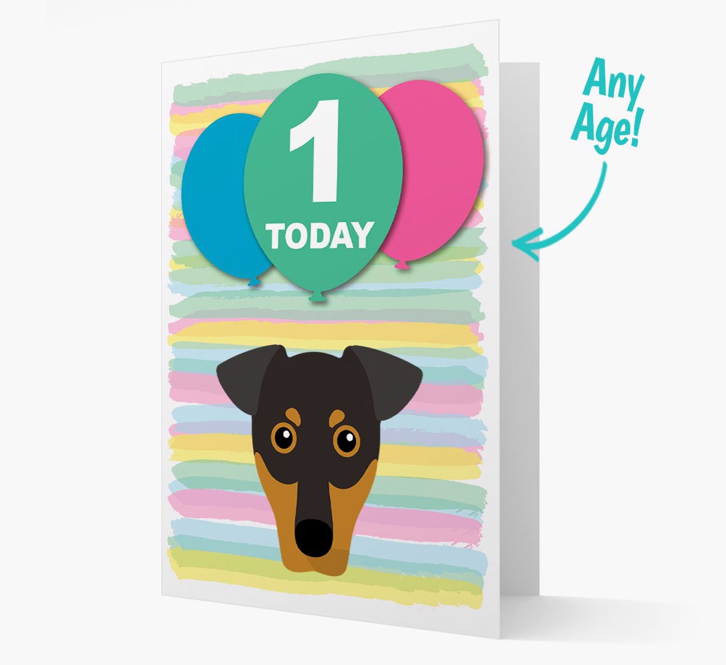 Ages 1-18 Birthday Card with {breedFullName} Yappicon front