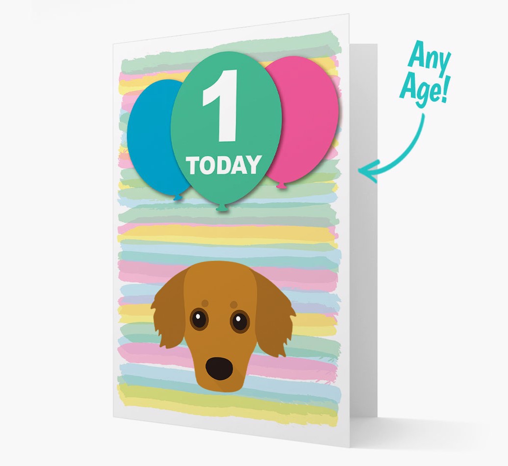 Ages 1-18 Birthday Card with {breedFullName} Yappicon front