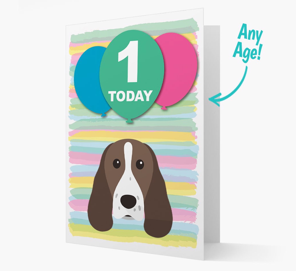 Ages 1-18 Birthday Card with {breedFullName} Yappicon front