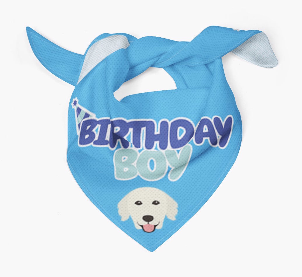 Birthday Boy : Personalised {breedFullName} Bandana - Tied bandana