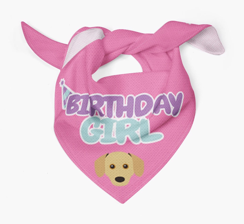 Birthday Girl : Personalized {breedFullName} Bandana - Tied bandana