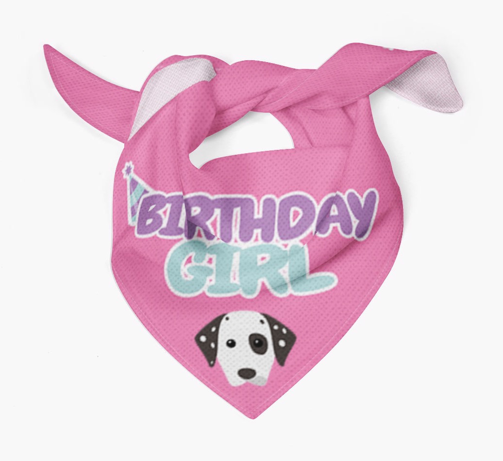 Birthday Girl : Personalized {breedFullName} Bandana - Tied bandana