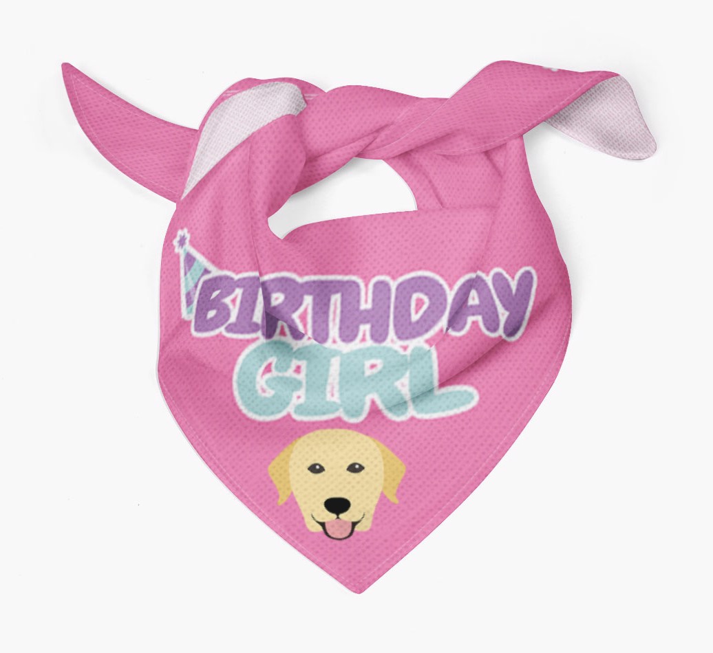 Birthday Girl : Personalized {breedFullName} Bandana - Tied bandana