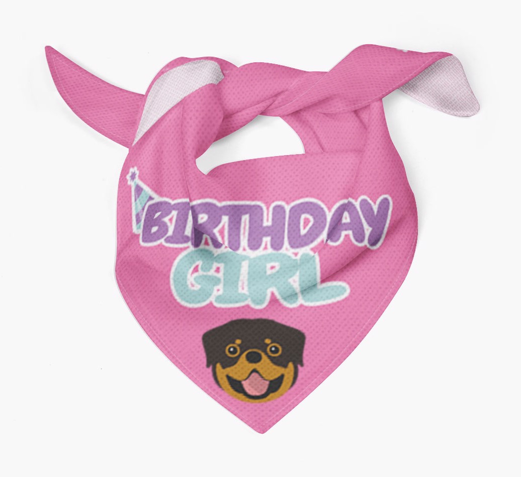 Birthday Girl : Personalised {breedFullName} Bandana - Tied bandana