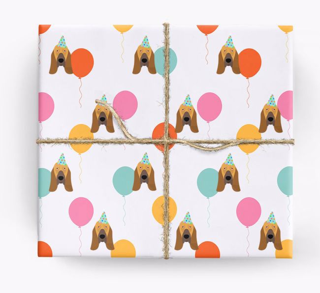 Birthday Balloon Wrapping Paper with {breedFullName} Icons