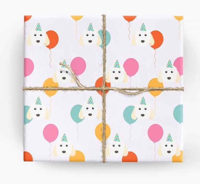 Birthday Balloon Wrapping Paper with {breedFullName} Icons