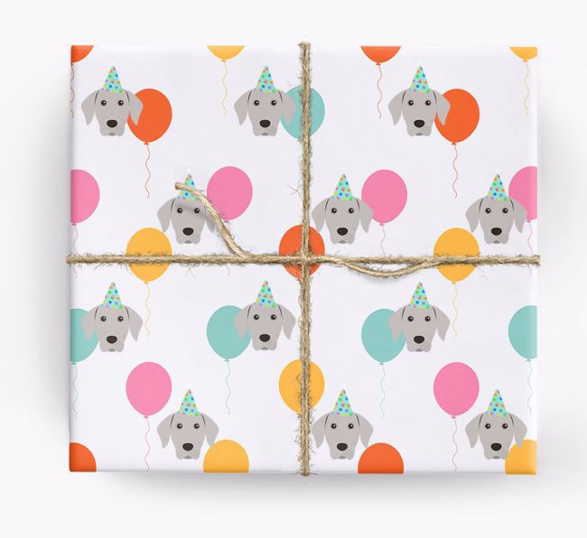 Birthday Balloon Wrapping Paper with {breedFullName} Icons