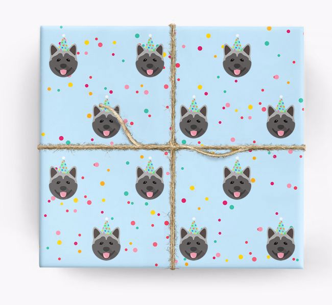 Birthday Confetti Wrapping Paper with {breedFullName} Icons