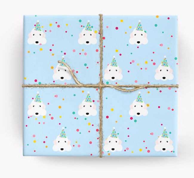 Birthday Confetti Wrapping Paper with {breedFullName} Icons