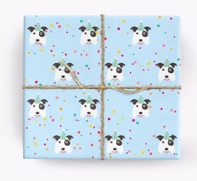 Birthday Confetti Wrapping Paper with {breedFullName} Icons