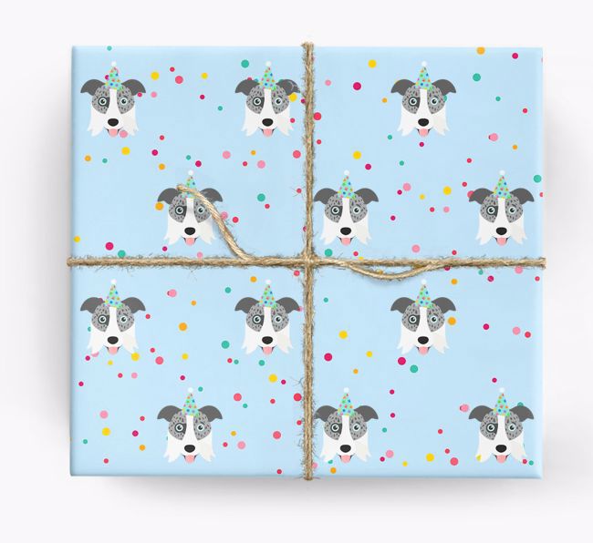 Birthday Confetti Wrapping Paper with {breedFullName} Icons