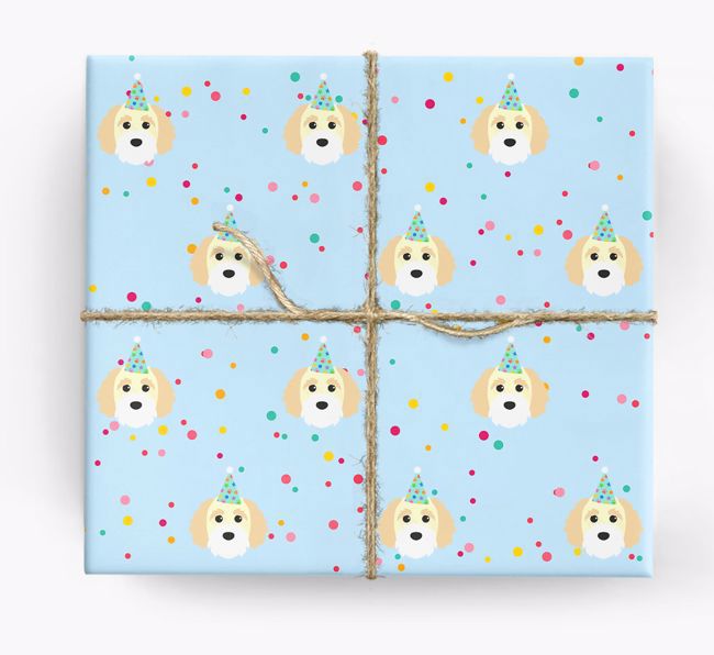 Birthday Confetti Wrapping Paper with {breedFullName} Icons