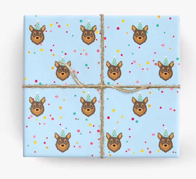 Birthday Confetti Wrapping Paper with {breedFullName} Icons