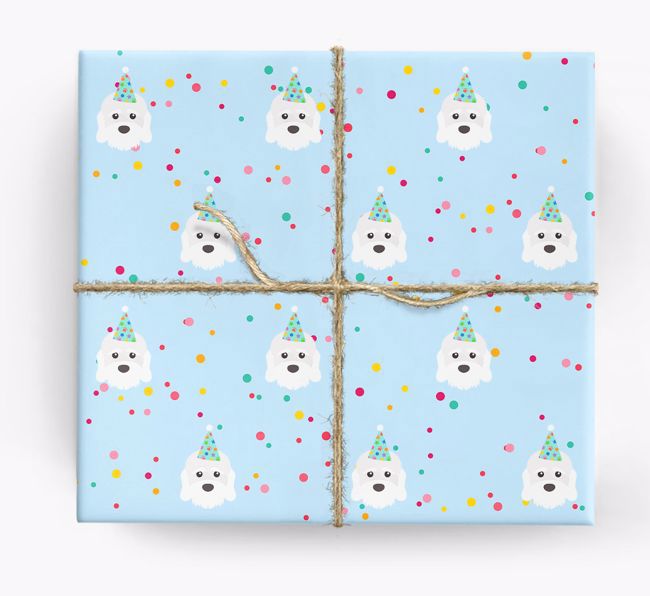 Birthday Confetti Wrapping Paper with {breedFullName} Icons