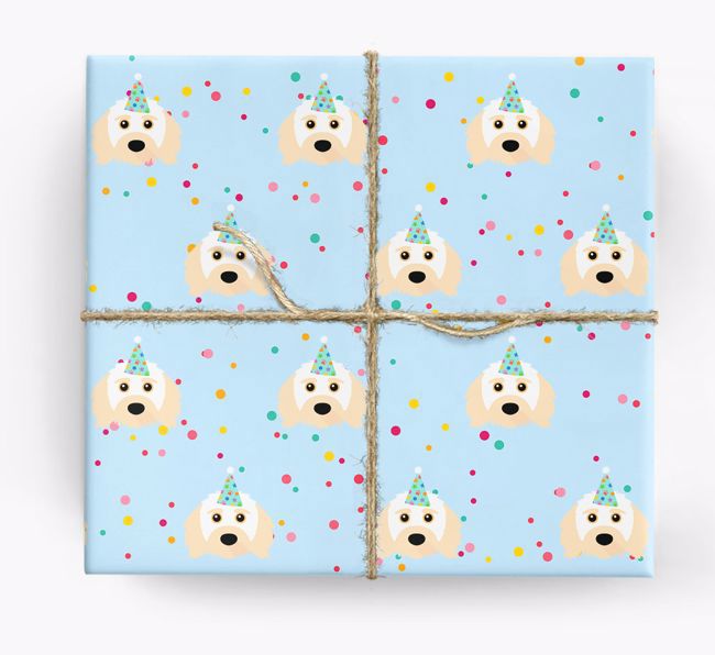 Birthday Confetti Wrapping Paper with {breedFullName} Icons