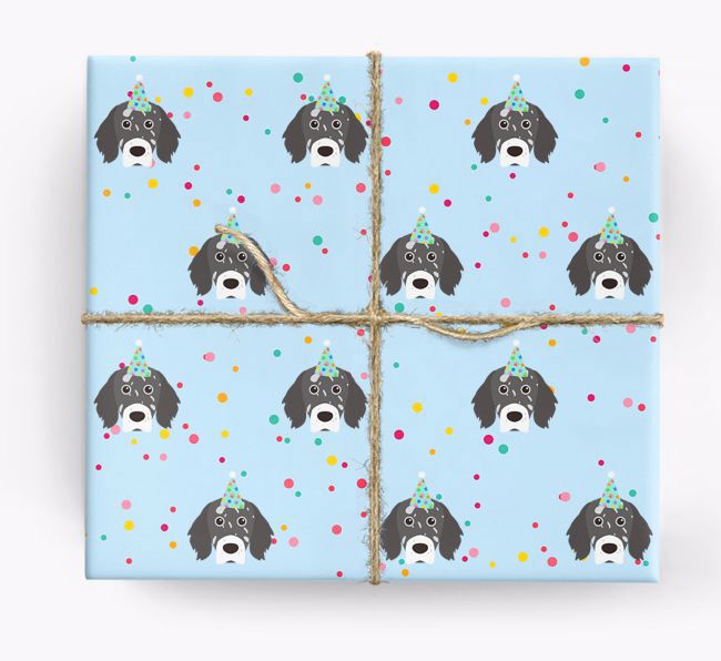 Birthday Confetti Wrapping Paper with {breedFullName} Icons