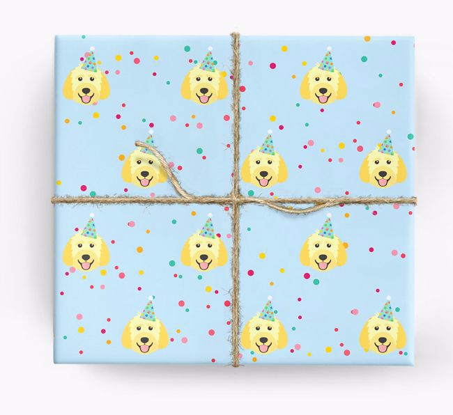 Birthday Confetti Wrapping Paper with {breedFullName} Icons