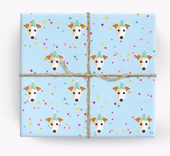 Birthday Confetti Wrapping Paper with {breedFullName} Icons