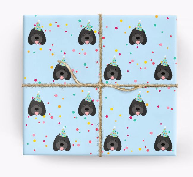 Birthday Confetti Wrapping Paper with {breedFullName} Icons