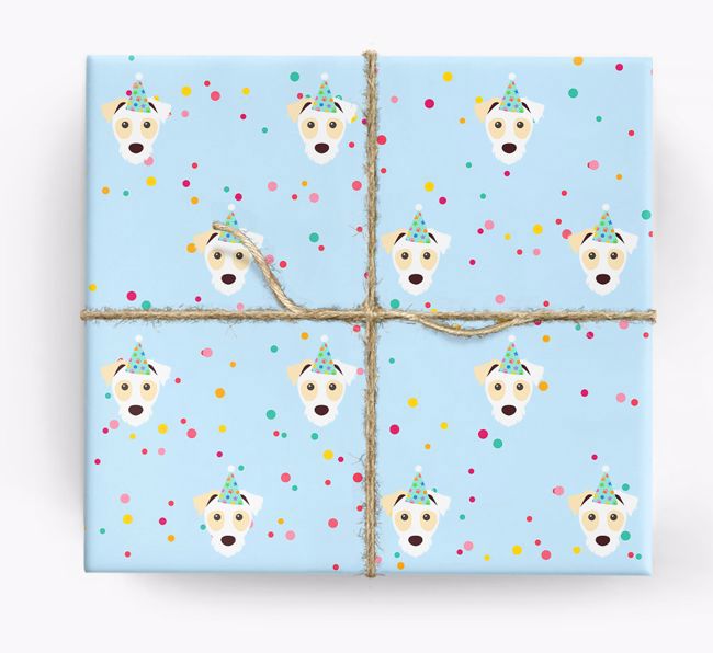 Birthday Confetti Wrapping Paper with {breedFullName} Icons