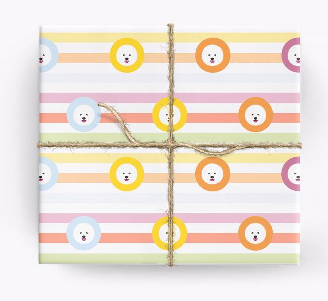 Colourful Wrapping Paper with {breedFullName} Icons