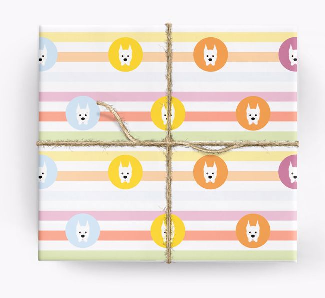 Colourful Wrapping Paper with {breedFullName} Icons