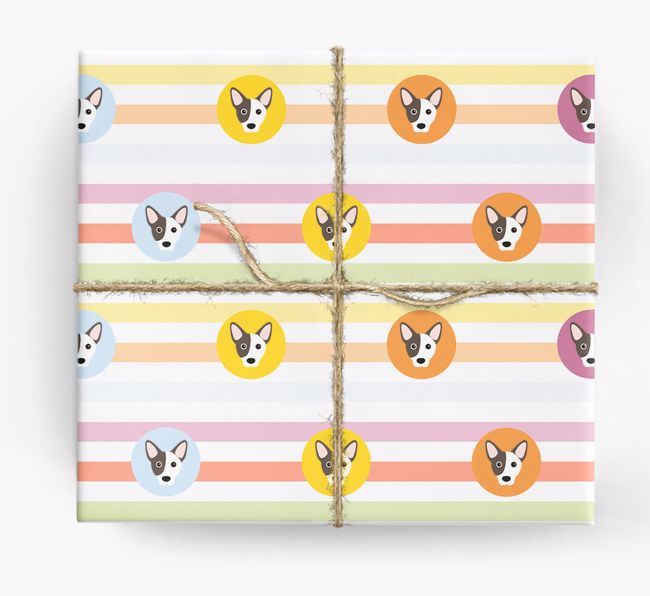 Colourful Wrapping Paper with {breedFullName} Icons