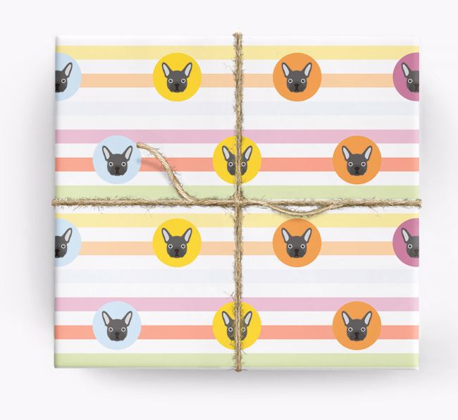 Colourful Wrapping Paper with {breedFullName} Icons