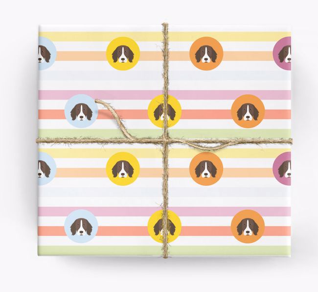 Colourful Wrapping Paper with {breedFullName} Icons