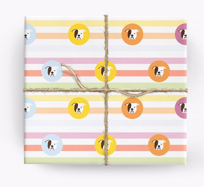 Colourful Wrapping Paper with {breedFullName} Icons